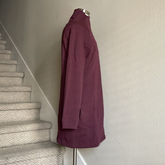 Earth Yoga Sz L Burgundy Organic Cotton Cozy Karma Sweatshirt Dress - Picture 7 of 16